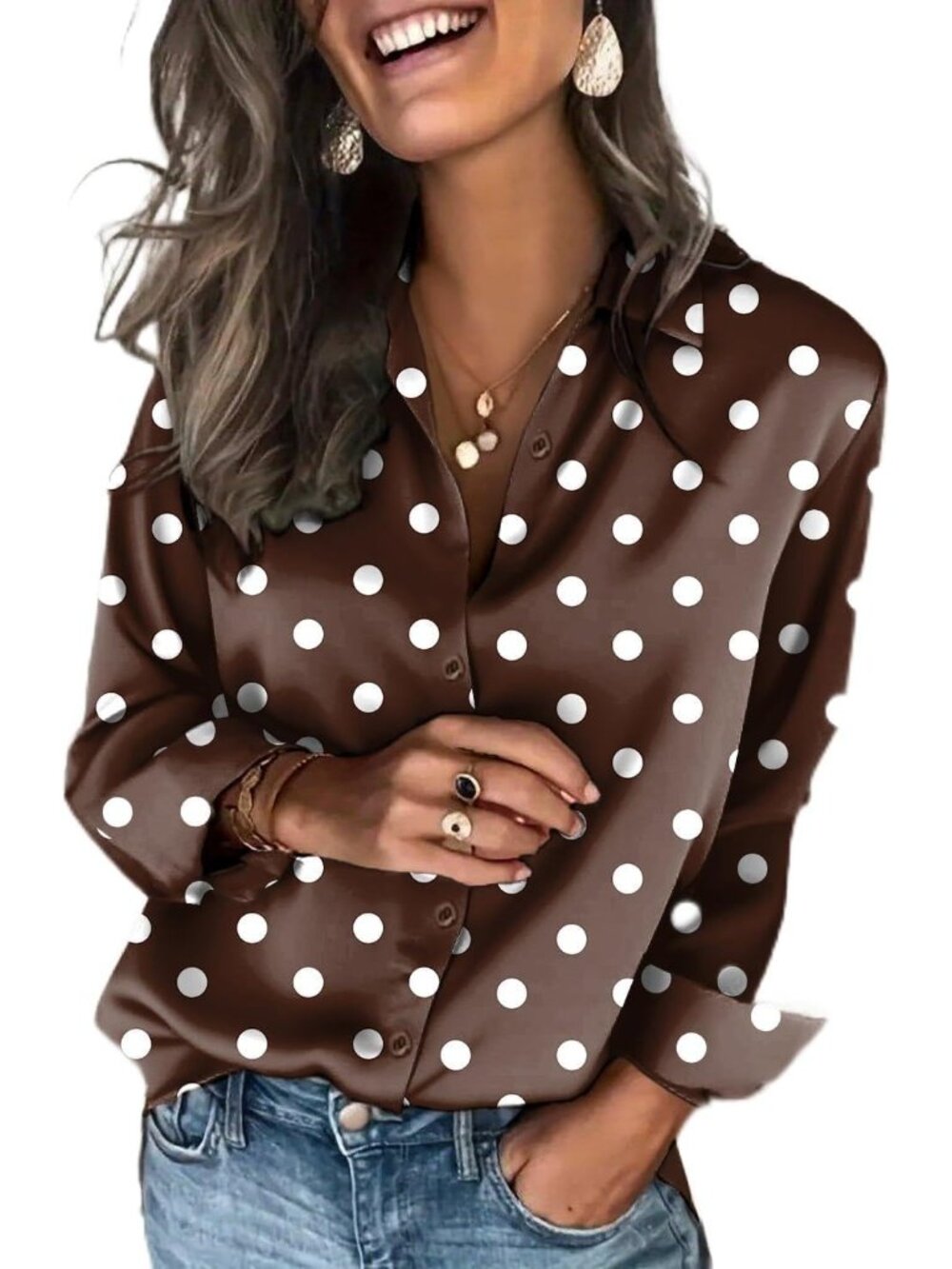 Satin Blouses for Women Silk Button Down Shirts Long Sleeve Tops